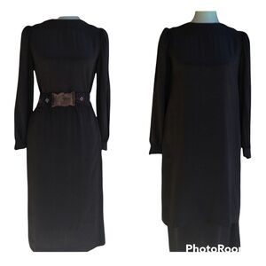 Vintage‎ - Albert Nipon Brown and Black Chevron Silk Tunic & Skirt Set